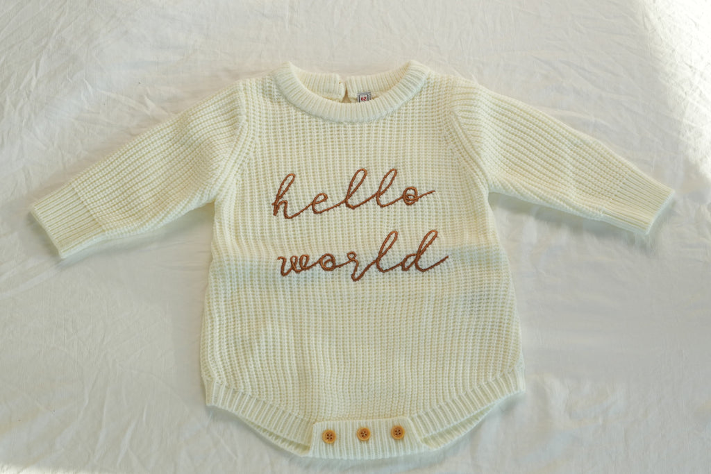 The Hello World™  Knit Baby Romper