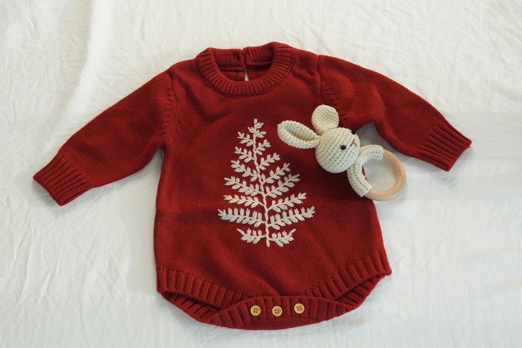The merry Christmas Knit Baby Romper