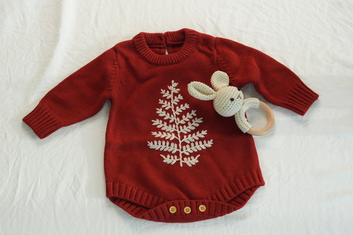 The merry Christmas Knit Baby Romper