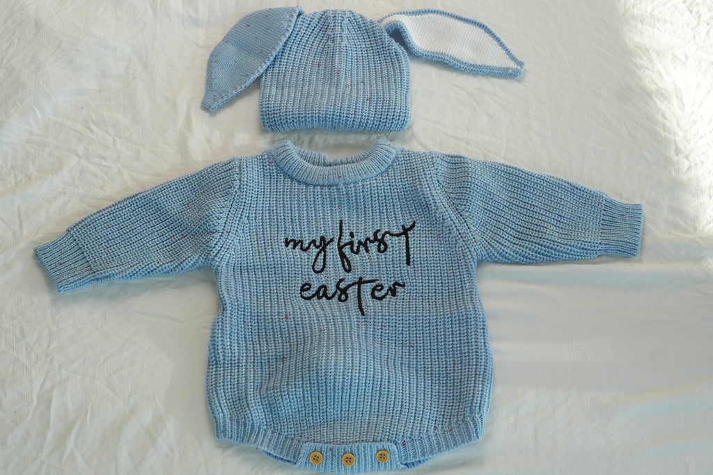The Hoppy™  Easter Knit Baby Set