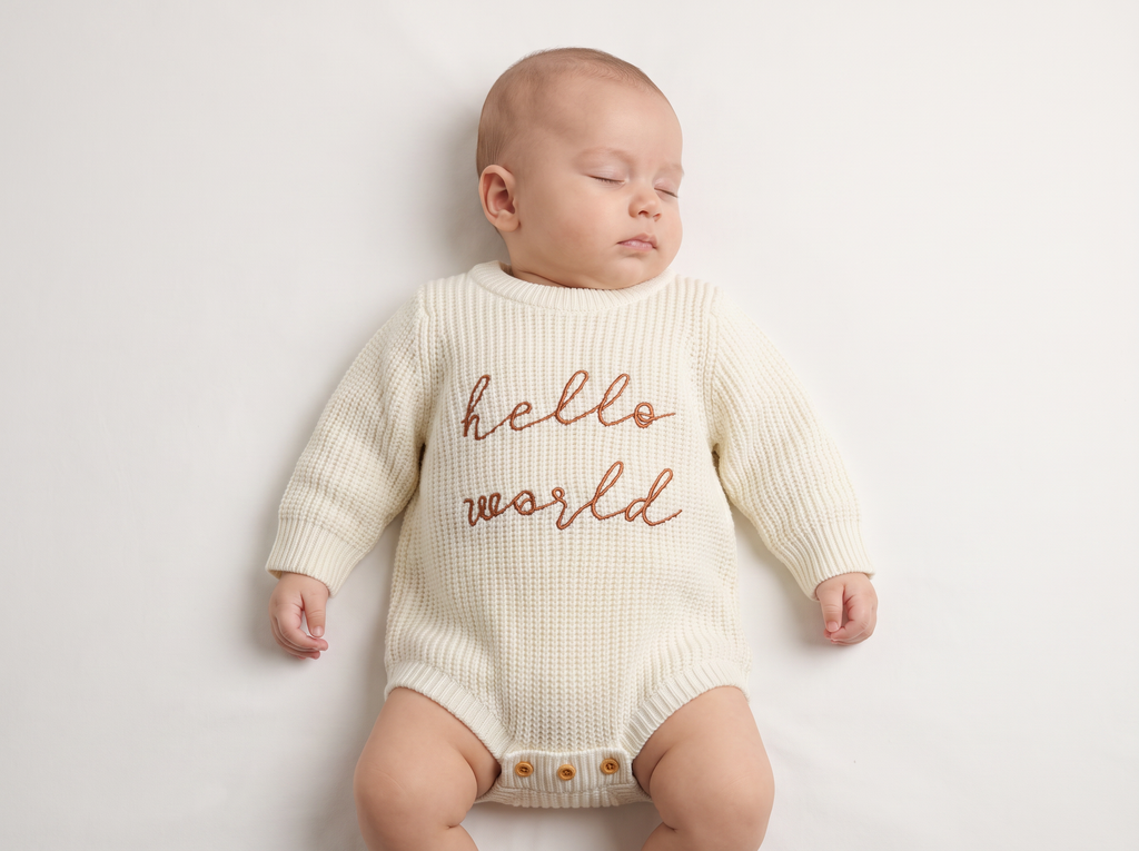 The Hello World™  Knit Baby Romper